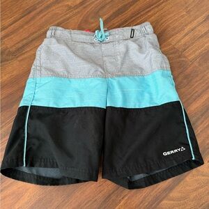 Gerry Boy’s Black Blue Swim Shorts Size M 10/12 Summer Vacation Cruise Tropical